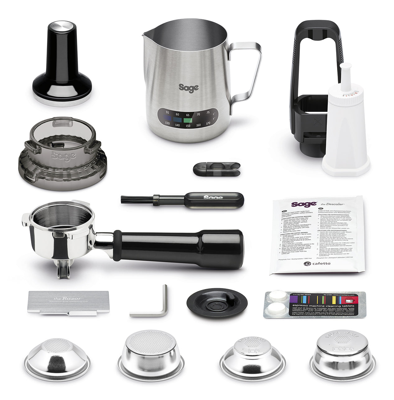 Sage Barista Express Espressomaschine (Siebträger) – 15 bar, 2 l, Milchaufschäumer, Silber