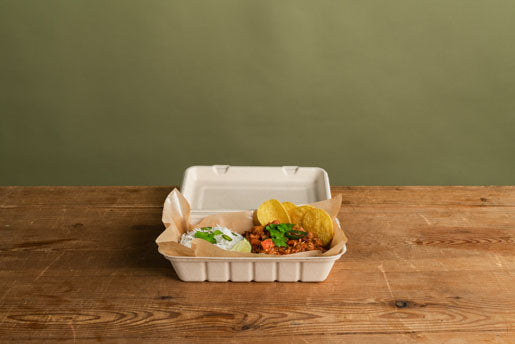 BioPak Take-away-Box, Bagasse (Zuckerrohr) – 850 ml, 237 × 155 × 45 mm – braun