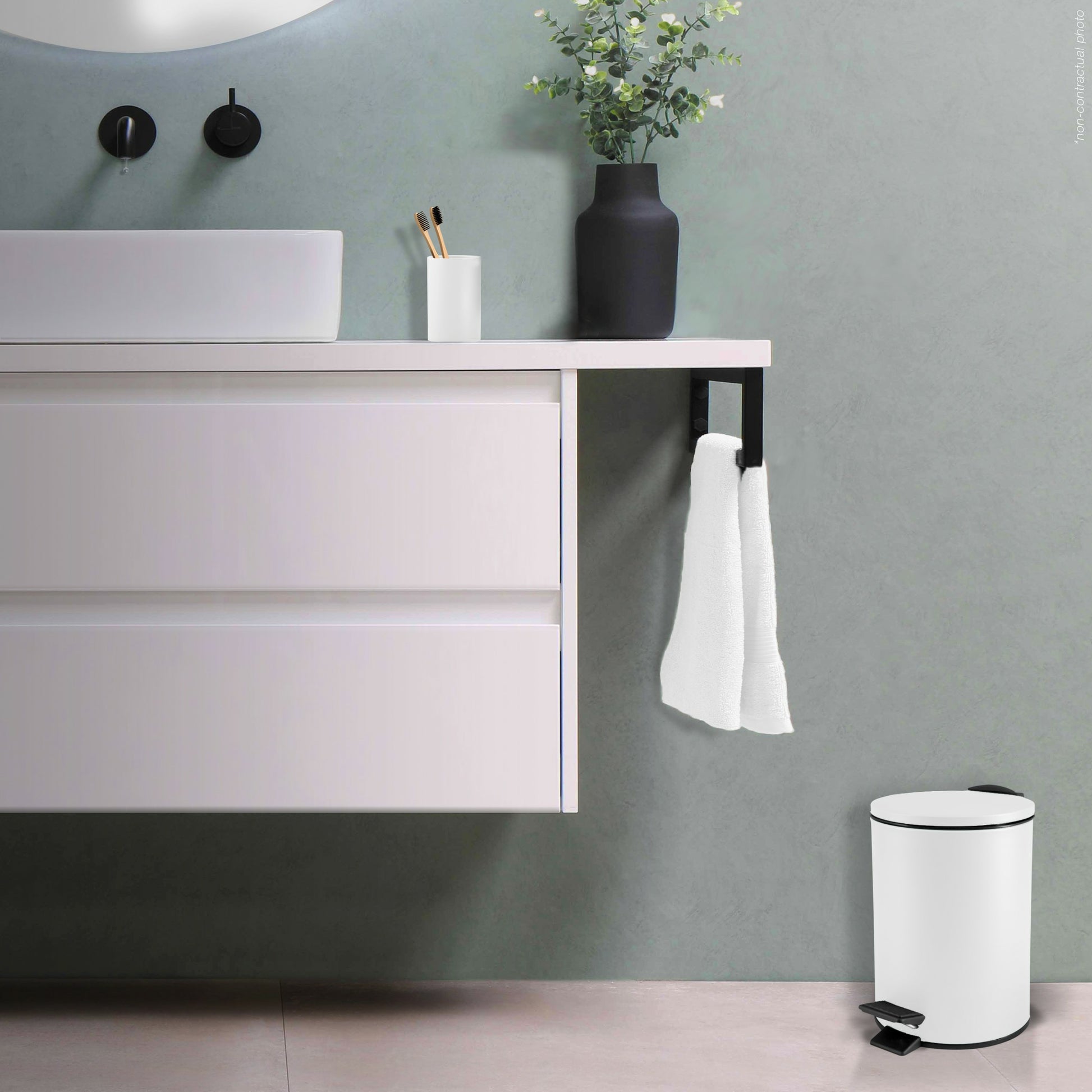 Spirella Treteimer Adelar – 3 l – Stahl, rund – weiss matt
