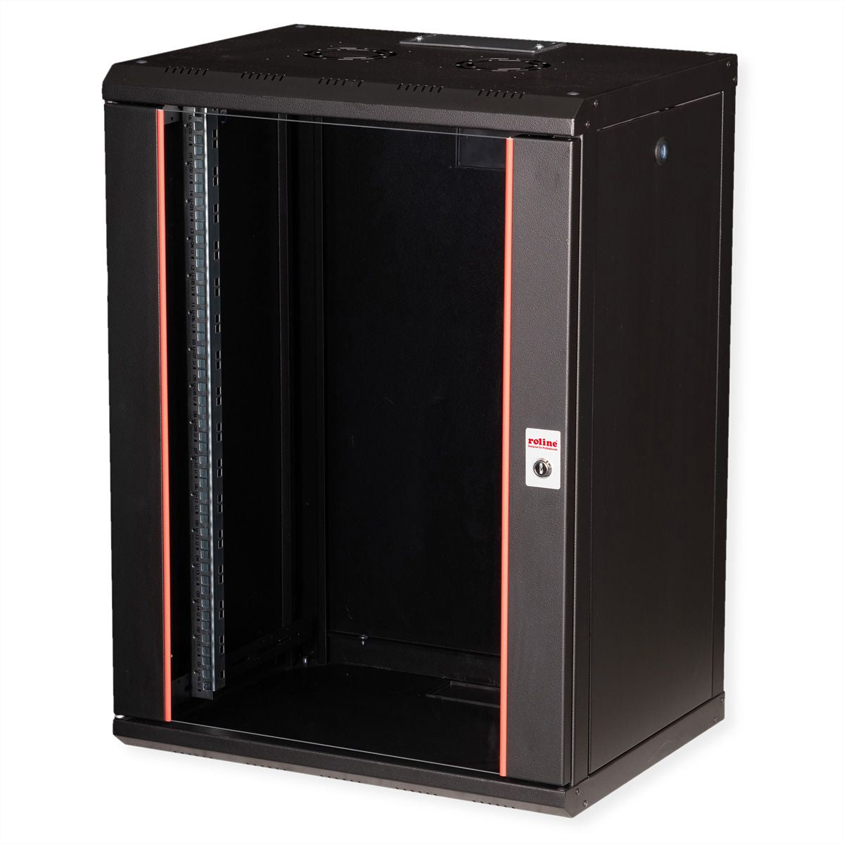 ROLINE Pro – 19" Wandverteiler 16U, IP20, abschliessbar, 600 × 450 × 818 mm, schwarz, Stahl