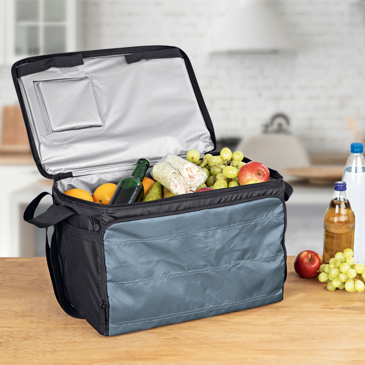 EASYmaxx Stofftasche Polyester, Schwarz/Grau, 445×310×280 mm, Schultergurt