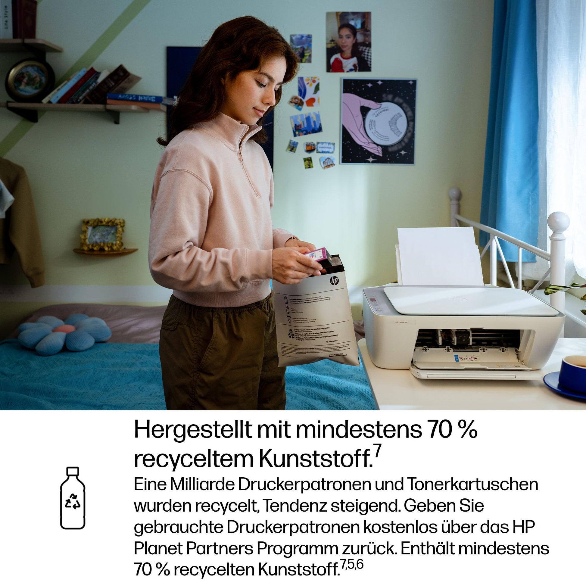 HP DeskJet 2922 – Farbtintenstrahl-Multifunktionsdrucker, A4, 3-in-1, Duplex, WLAN, AirPrint, Mopria