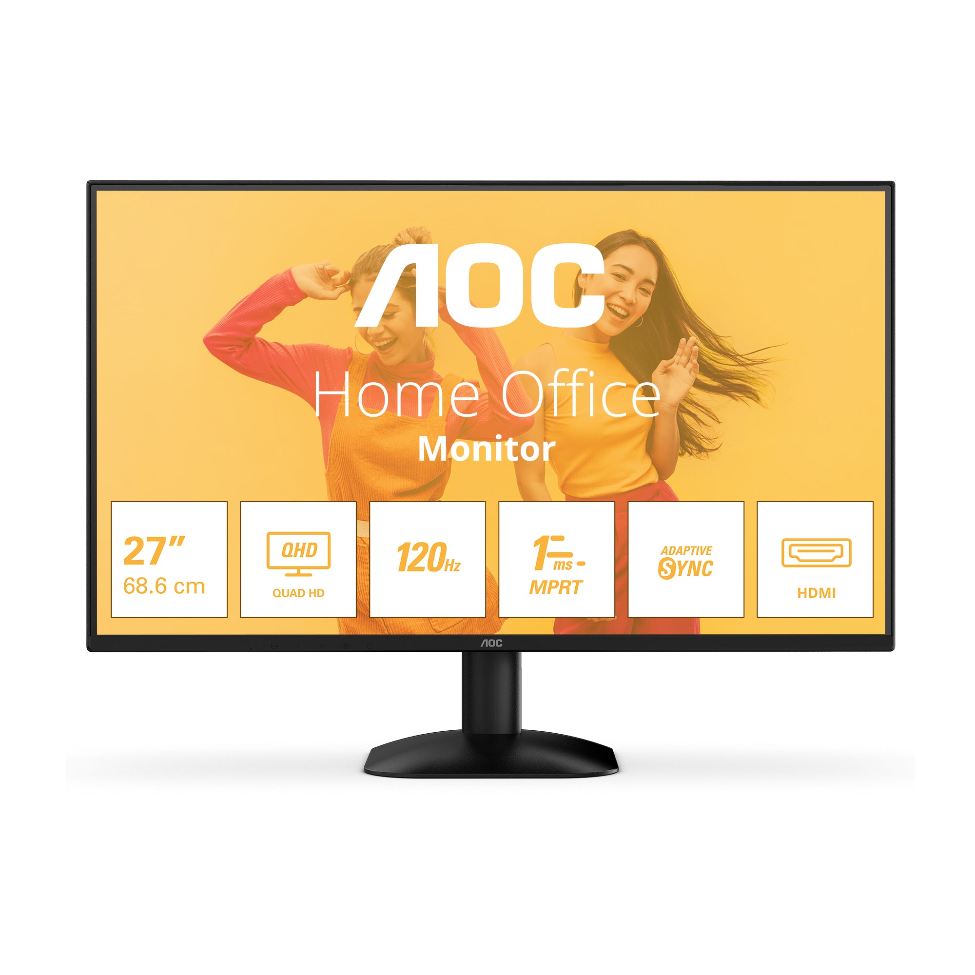 AOC Q27B35S3 – Monitor, 27", 2560 × 1440 (WQHD), IPS, 120 Hz, Integrierte Lautsprecher, Adaptive Sync, Schwarz