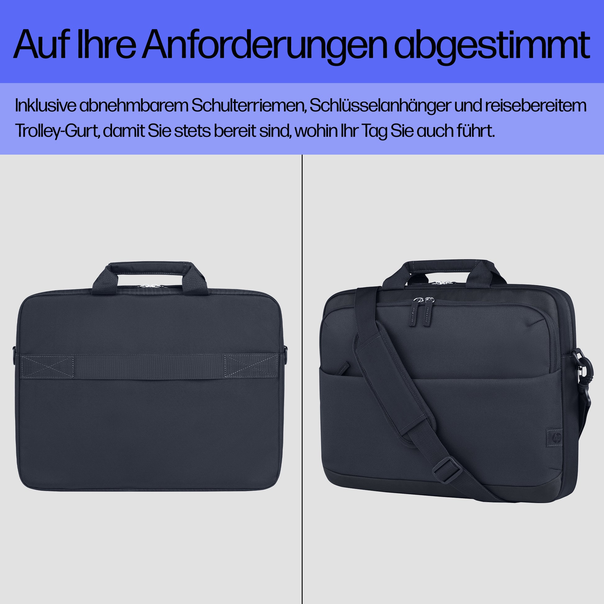 HP Notebook-Tasche bis 16,1" – wasserfest, abnehmbarer Schultergurt – Odyssey Gray