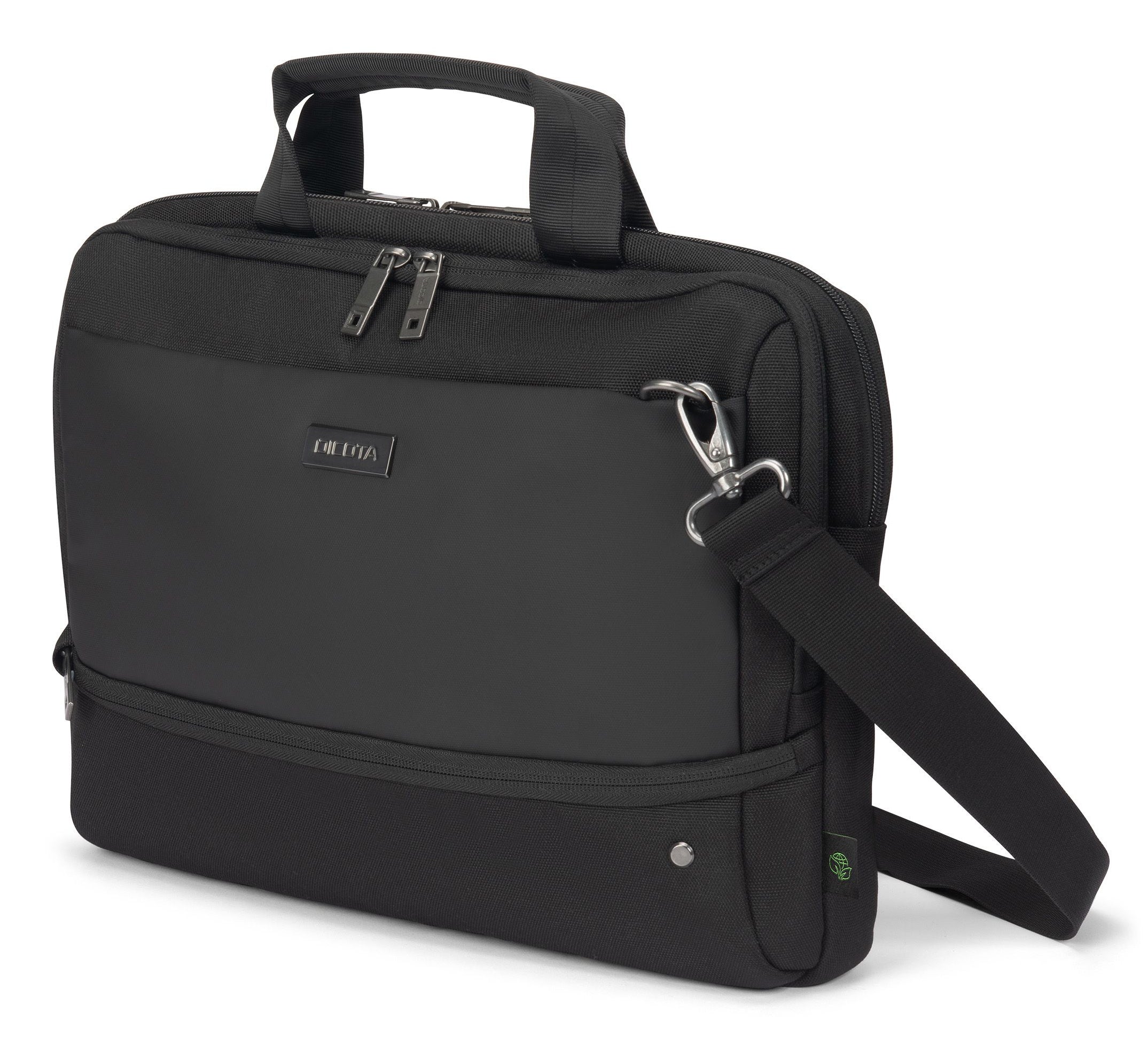 DICOTA Slim Casei FIVE Notebook-Tasche bis 14" – Trolley-Band, verschliessbar – Schwarz