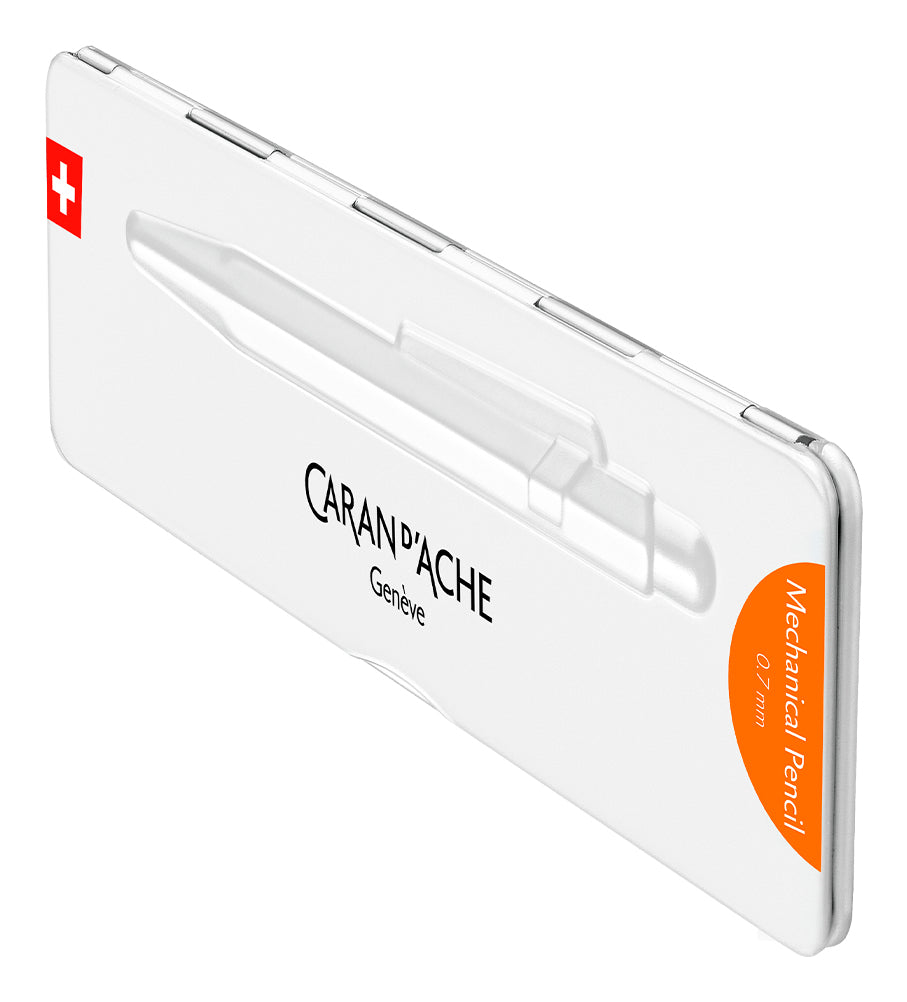 Caran d-Ache 849 Colormat-X Druckbleistift – 0,7 mm – Aluminium – Orange – mit Radierer – 1er-Pack