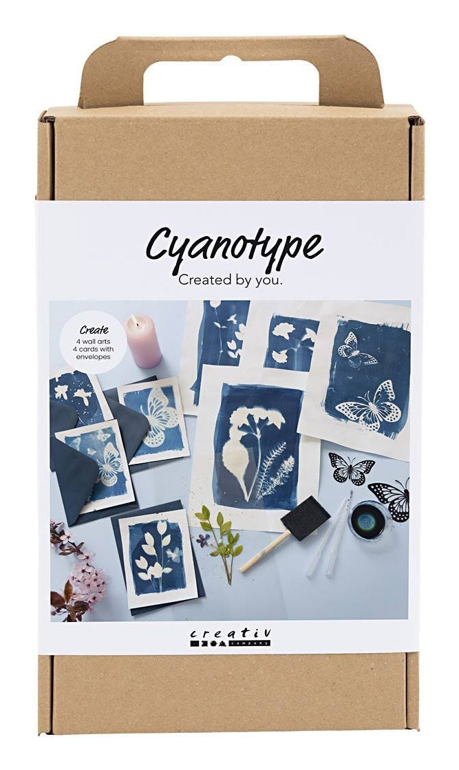 Creativ Company Bastelset – Cyanotypie – inkl. Cyanotypie-Pulver, Papier, Schablonen & Zubehör