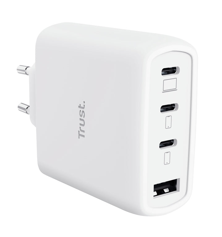 Trust Maxo USB-Ladegerät 65 W – USB-C×3, USB-A×1 – PD, PPS, QC 3.0/4 – GaN – EU-Stecker (Typ C)