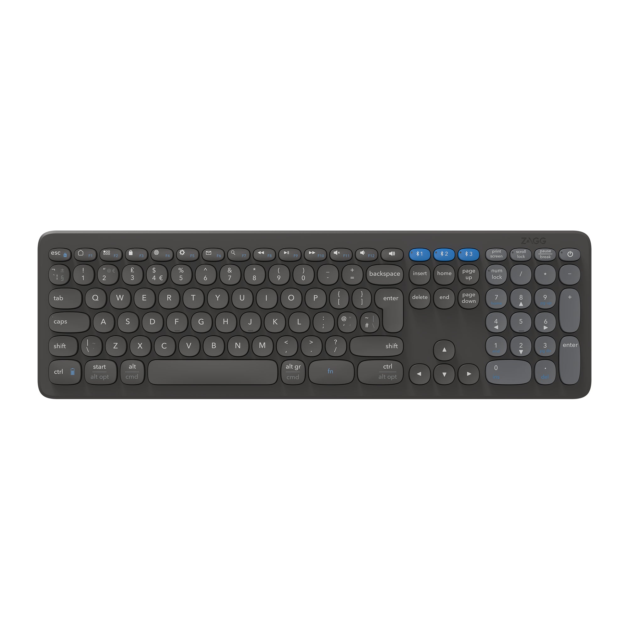 ZAGG PRO KEYB. 17 – Tastatur, Fullsize (mit Ziffernblock), Dunkelgrau