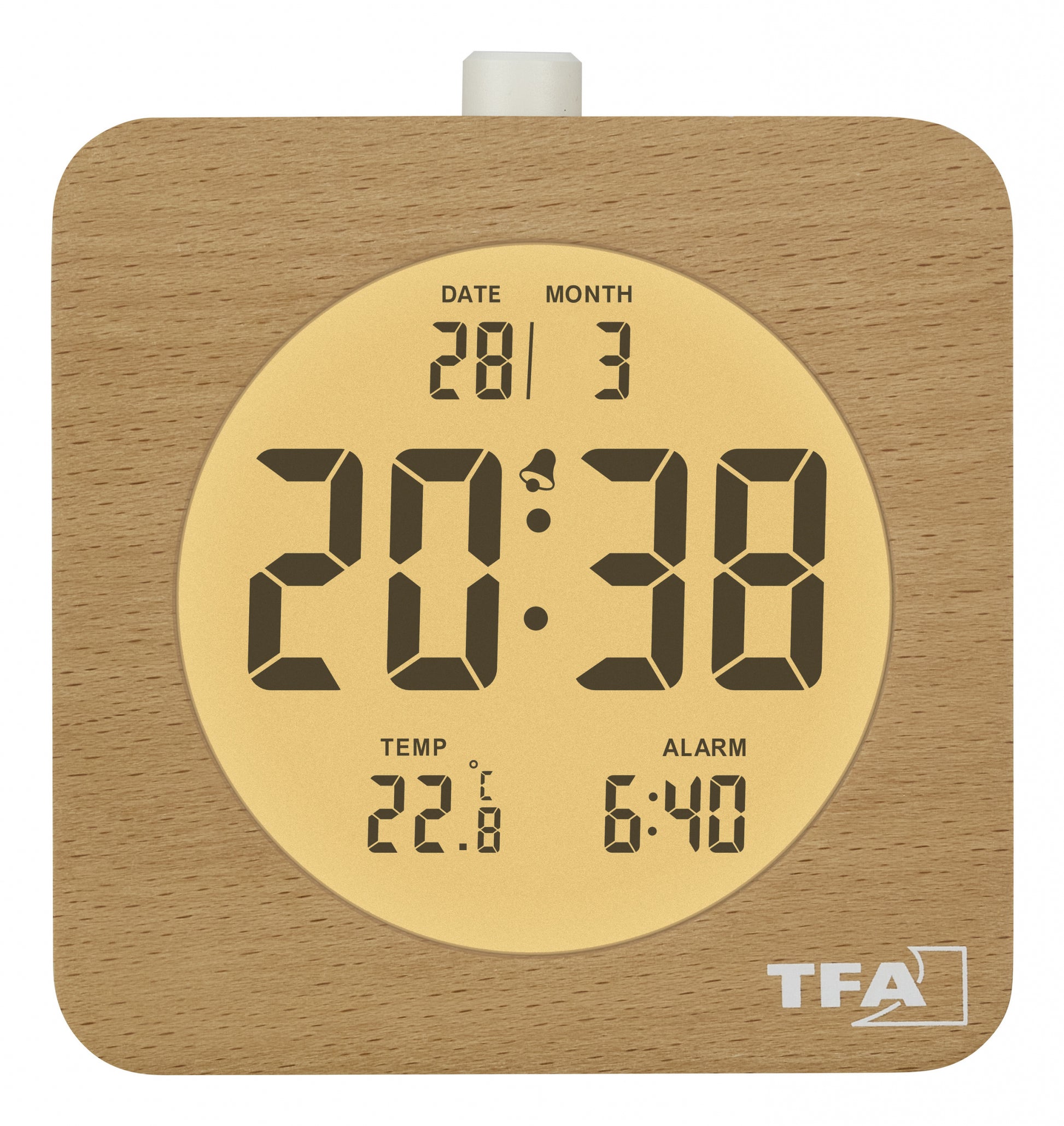 TFA-Dostmann TFA Dostmann Digitalwecker – Snooze, Thermometer, 9,7 × 10,2 × 5,0 cm, Buche, Holz