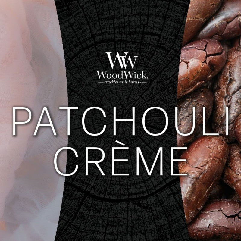 WoodWick Duftkerze Patchouli Creme, Sojawachs, sortiert, Ø 10 cm, 11 cm, parfümiert, 1 Stück