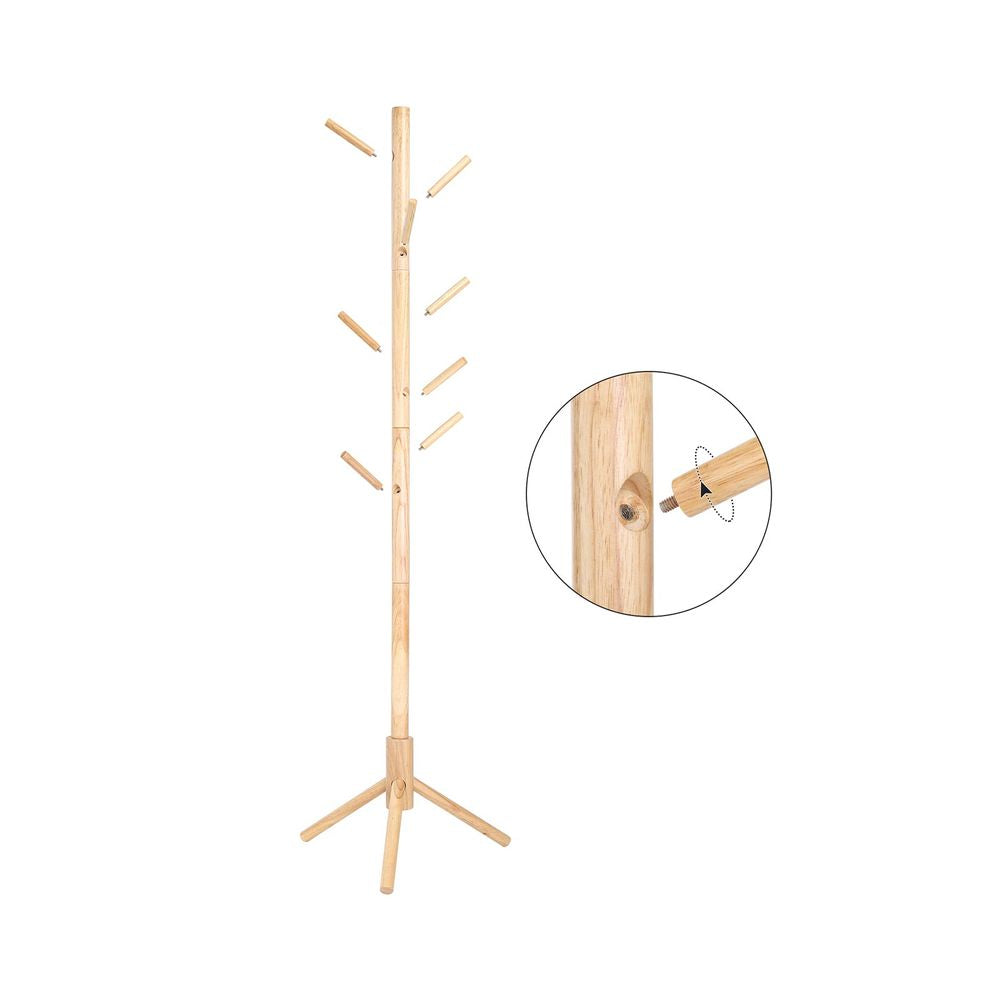 Vasagle Garderobenständer – 8 Haken, Holz/Spanplatte, Natur, 47 × 47 × 175 cm