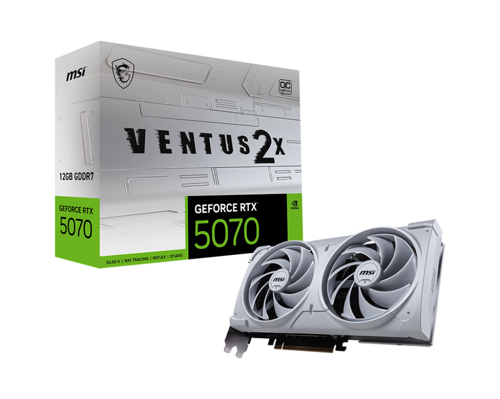 MSI GeForce RTX 5070 VENTUS 2X OC Weiss – Grafikkarte – 12 GB GDDR7, 3×DP, 1×HDMI, PCIe 5.0, 250 W