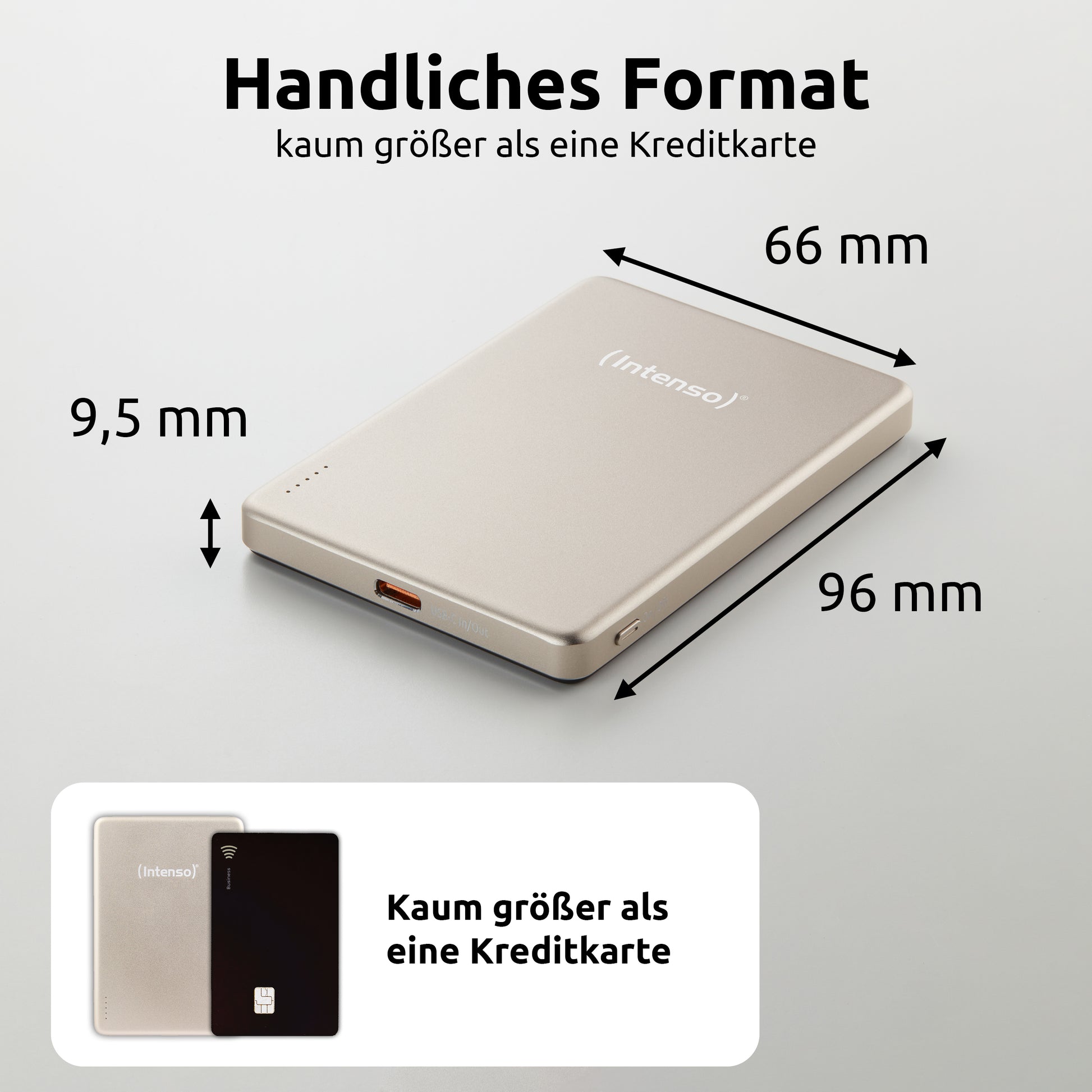 Intenso MW5000 MagSafe Powerbank 5'000 mAh – 20 W PD, Wireless 15 W, 1× USB-C, Champagner, für iPhone ab 12