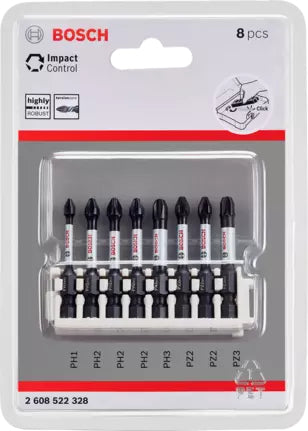 Bosch Professional Impact Control Power – Schrauberbit-Set PH/PZ/TX, 8-teilig – 2 608 522 328