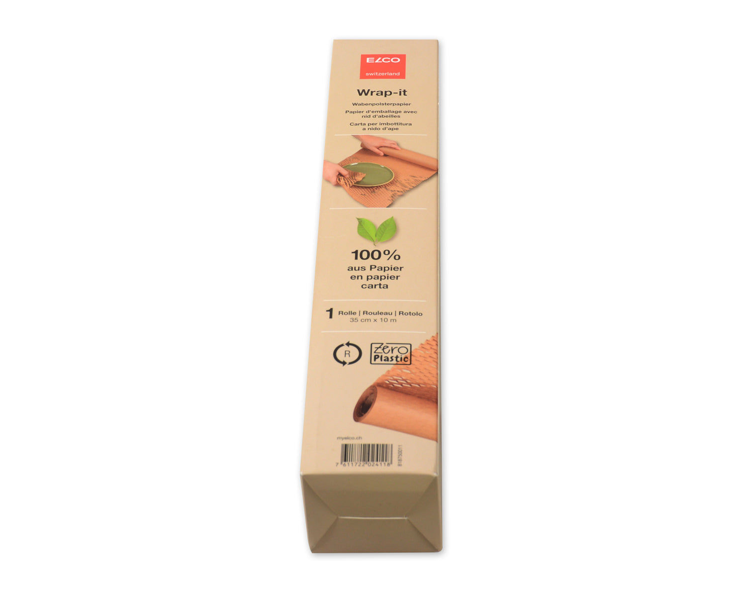 Elco Papierpolster-Wrap, Wabenpolsterpapier – 350 mm × 10 m – 80 g/m2 – Papier, braun