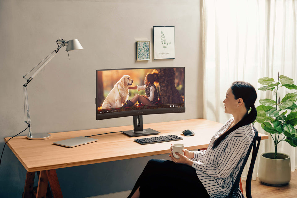 Viewsonic VG3456C – Monitor, 34", UWQHD (3440 × 1440), Gebogen, USB-C (100 W), RJ45