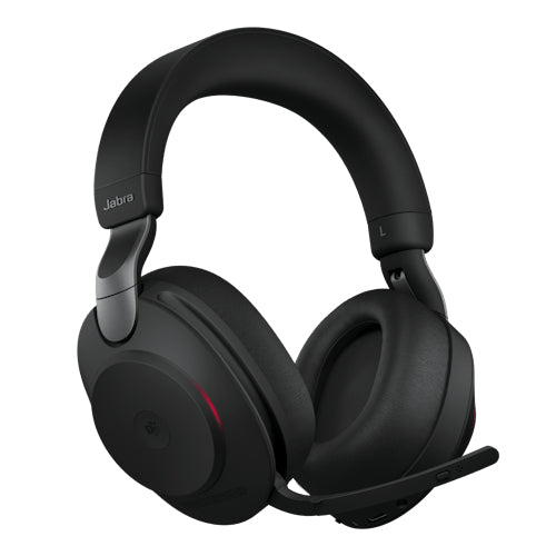 Jabra Evolve2 85 Office-Headset – On-Ear, Stereo, Kabel + BT, ANC, UC-optimiert, mit USB-A-Dongle, Schwarz