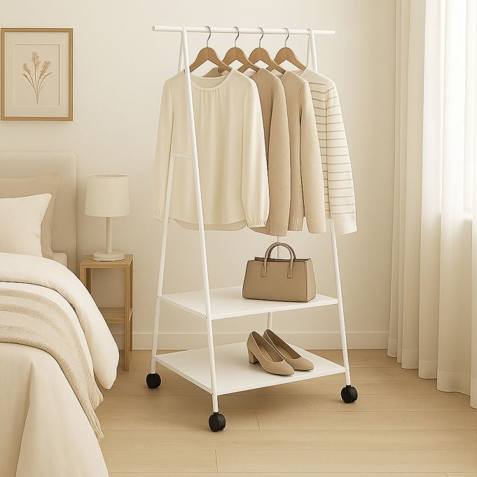 Relaxdays Garderobenständer – Stahl – Weiss – 1'600 mm