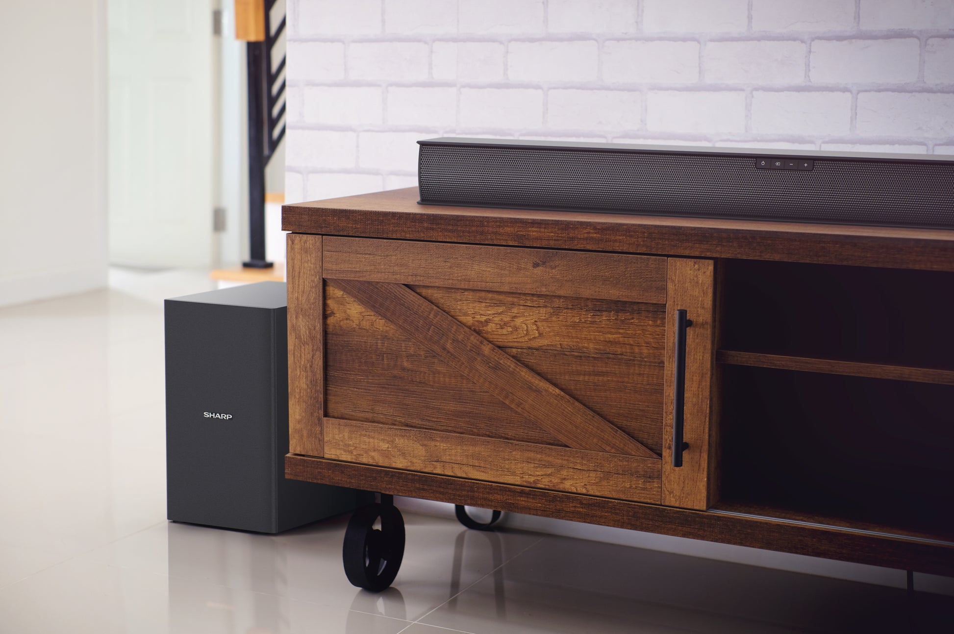 Sharp HT-SBW182 – Soundbar mit kabellosem Subwoofer – 2.1, 160 W, für DLNA, HDMI eARC, Optisch, Schwarz