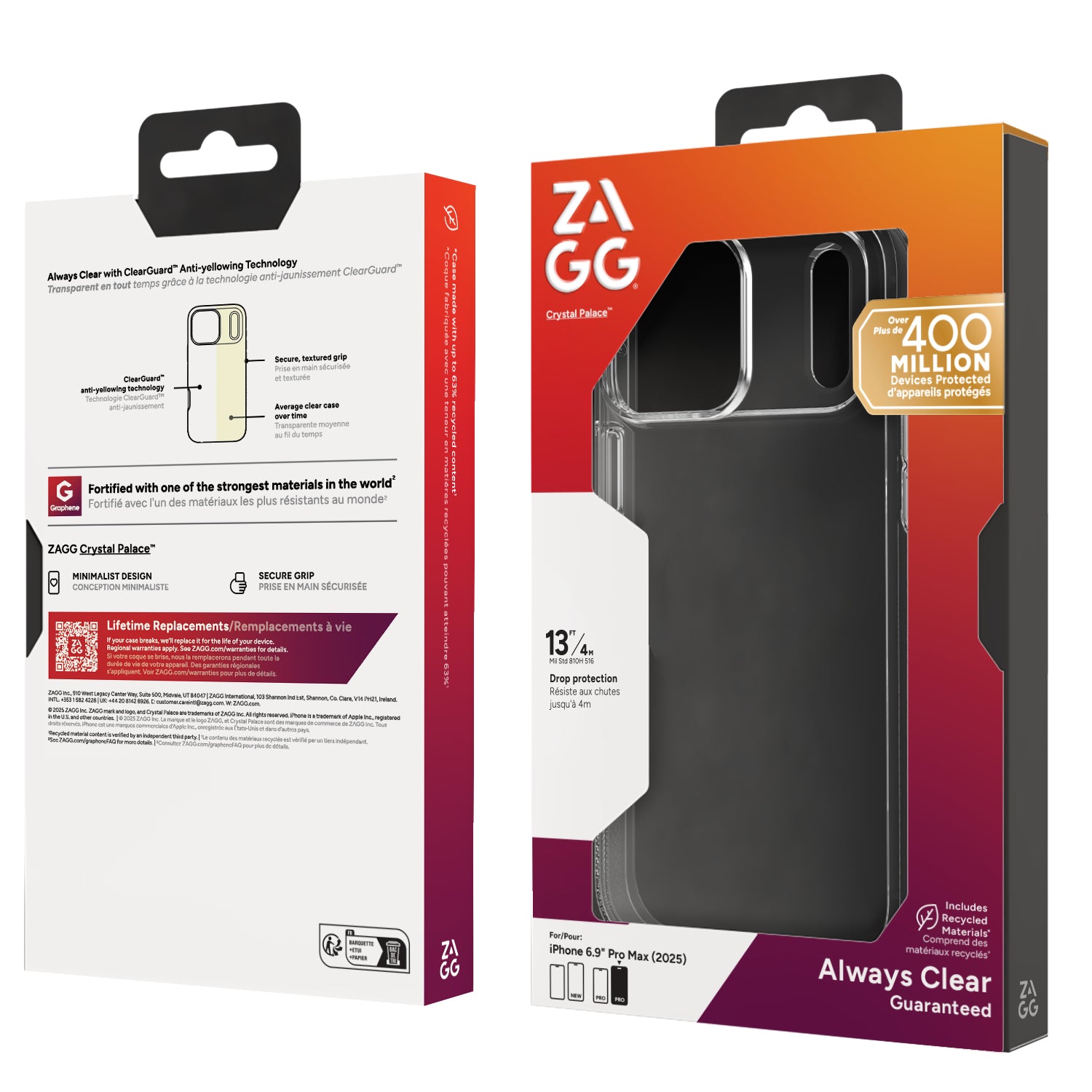 ZAGG Crystal Palace Backcover – für Apple iPhone 17 Pro Max, Graphen, Transparent, bis 4 m Sturzsicher