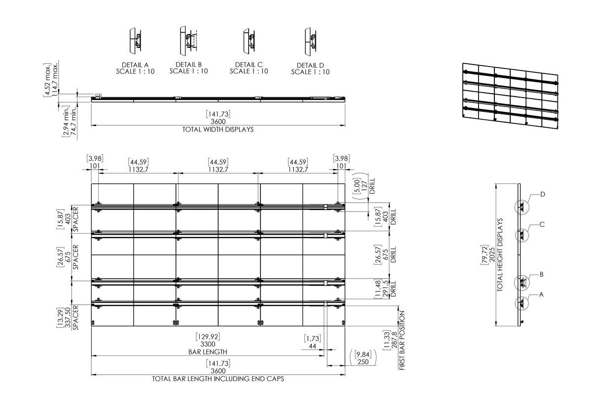 Vogel's LSCB Serie INT 8233 – Wandhalterung, Wand, fest, für LG LSCB Serie 6×6, schwarz