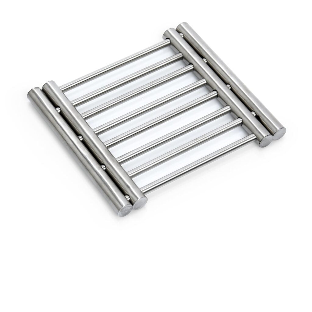 Zeller Present Topfuntersetzer 20 × 37 × 1,8 cm, Edelstahl, zusammenklappbar, silber, für Pfanne