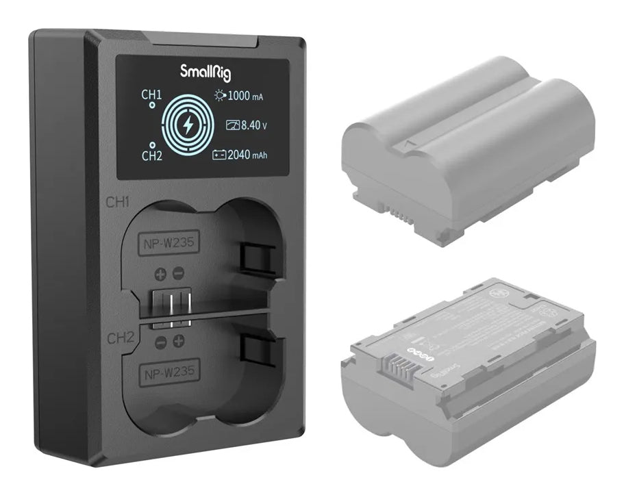 SmallRig NP-W235 Akkulader – für Fujifilm – 2-fach, USB-A, USB-C