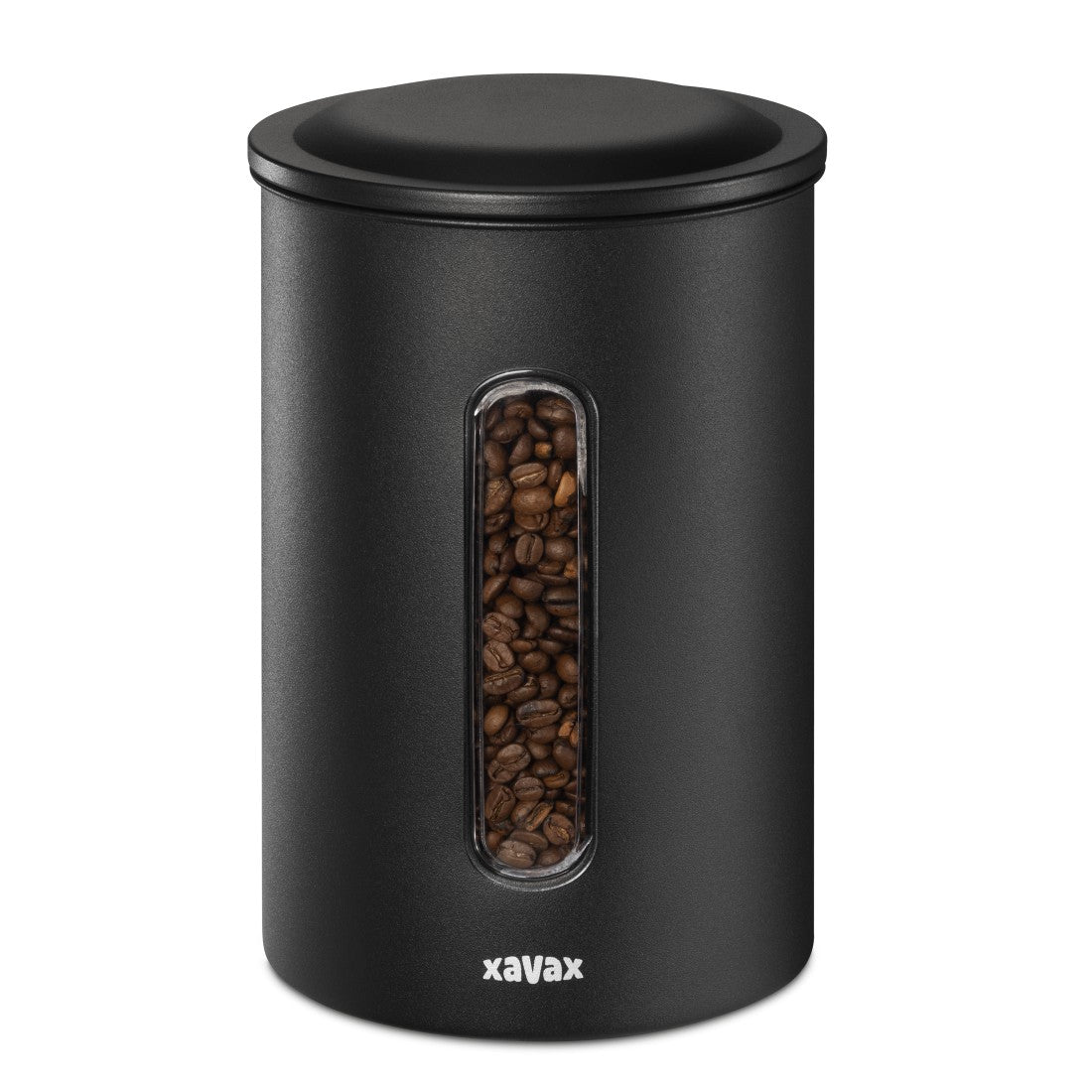 Xavax Vorratsdose 1,5 l, Ø 15 × 24,5 cm, Edelstahl, luftdicht, schwarz