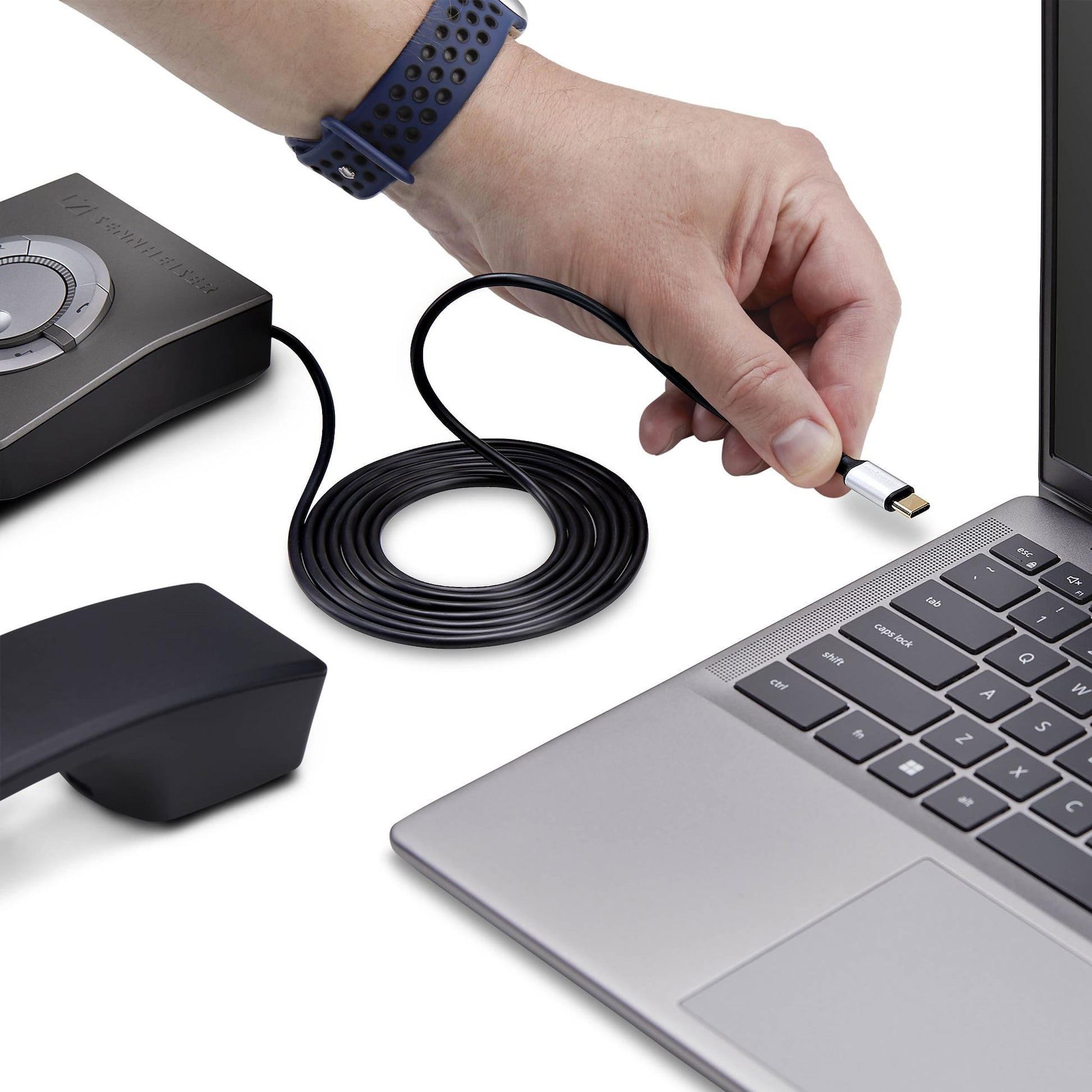 StarTech.com USB-C-auf-RJ-9-Kabel – USB 2.0, 1,8 m – für Bürotelefone und Headsets, Schwarz