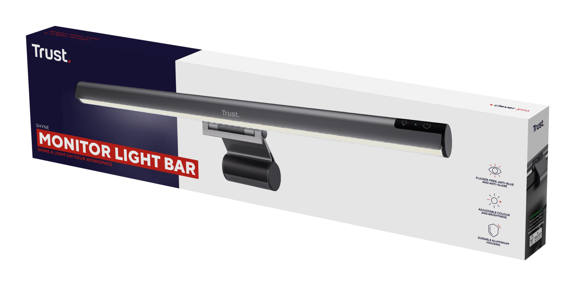 Trust Monitor-Lichtleiste Shyne – 3-Stufen-Dimmer, USB – Schwarz