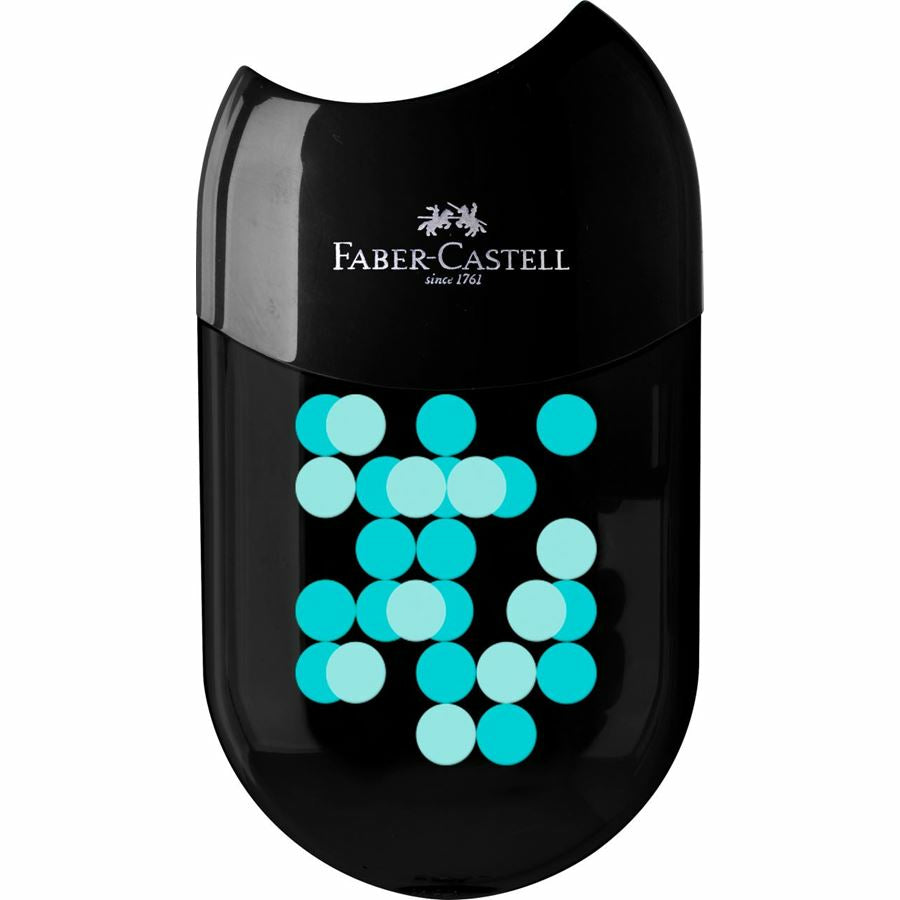 Faber-Castell Spitzer – manuell, 2-Loch, mit Behälter, für Blei- & Buntstifte 8 & 11 mm, Kunststoff