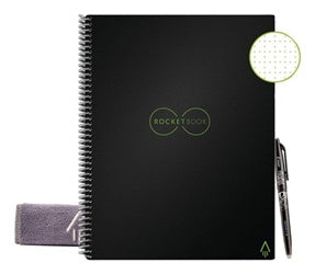 Rocketbook Notizbuch A4, punktkariert, Spiralbindung, Hardcover, 32 Seiten – schwarz, für Rocketbook App