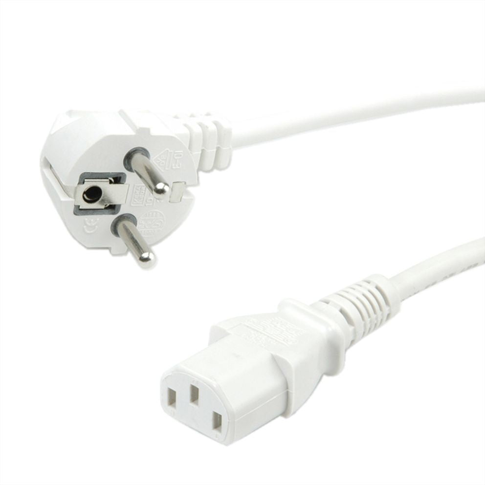 ROLINE GREEN Netzkabel – Schuko (CEE 7/7)–IEC C13, 1,8 m, 250 V/10 A, weiss