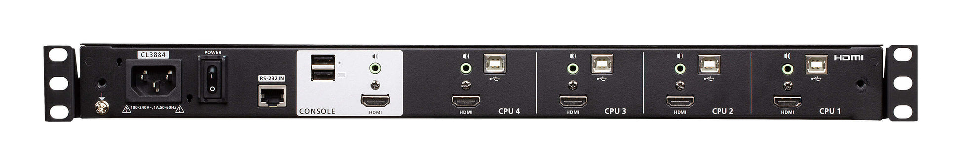 ATEN CL3884NW KVM-Switch – USB, 5× HDMI, 3× USB-A, 4× USB-B, 3,5 mm Audio, für Windows/Mac/Linux