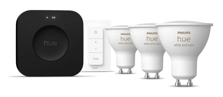 Philips Hue White & Colour Ambiance Starterset GU10 3er – 400 lm, inkl. Bridge, für Bluetooth & Apple HomeKit