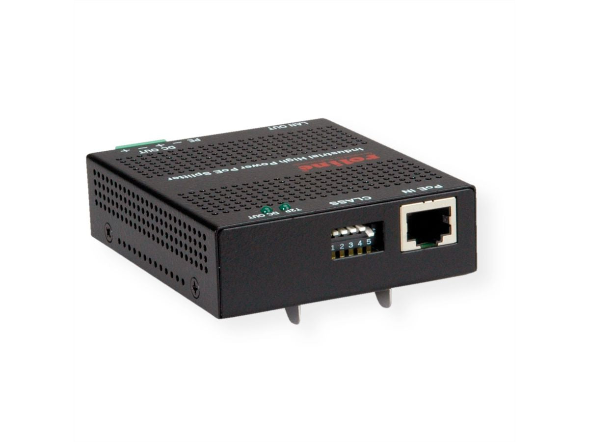 ROLINE High Power PoE-Splitter – 30 W, Gigabit Ethernet, 12 V Ausgang, für IEEE 802.3at/802.3af