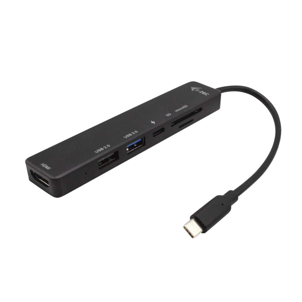 i-tec Travel Easy Multiport-Adapter – USB-C, HDMI, 2× USB-A, 1× USB-C, 60 W PD, SD/microSD, für Windows/Mac