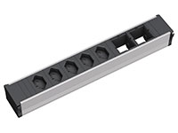 Bachmann CONI Einbau-Steckfeld 5× T13 (10 A) – Wieland GST18 Eingang – für Schweiz, Liechtenstein