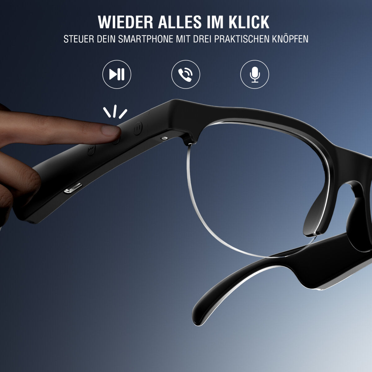4smarts Soundglass Sport 2 Over-Ear Kopfhörer – Ohrbügel, Stereo, BT 5.3, Schwarz