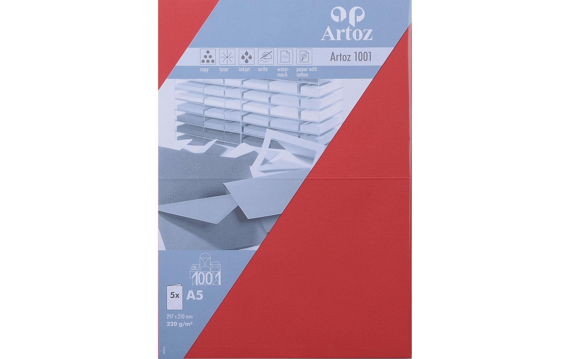Artoz Klappkarten-Set – A5, Karton 220 g/m², Rot – 5 Stk