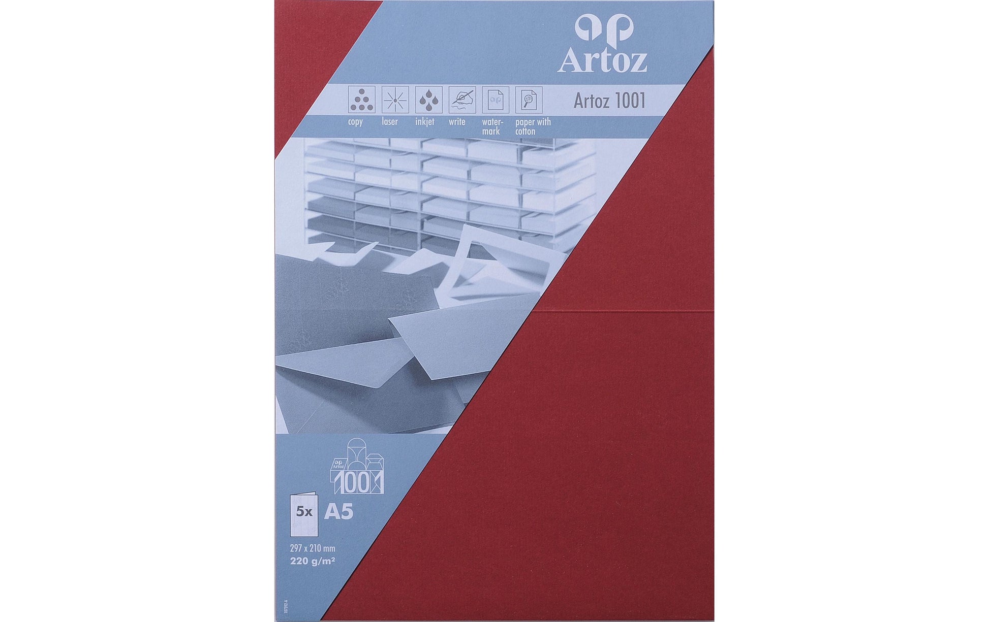 Artoz Klappkarten-Set – A5, Papier 220 g/m², Bordeaux – 5 Stk