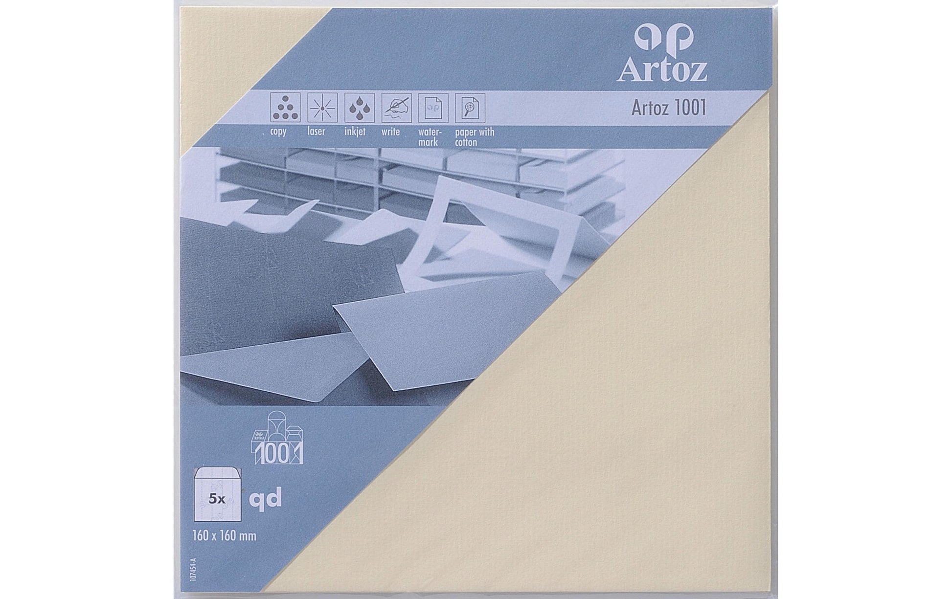 Artoz Couvert 160 × 160 mm, ohne Fenster, beige, 100 g/m²