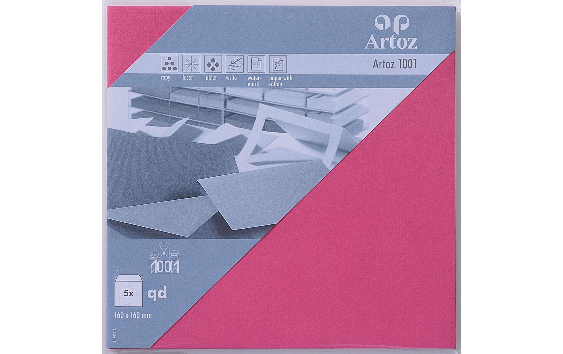 Artoz Couvert 160 × 160 mm, ohne Fenster, fuchsia, 100 g/m² – Artoz – 5 Stk.