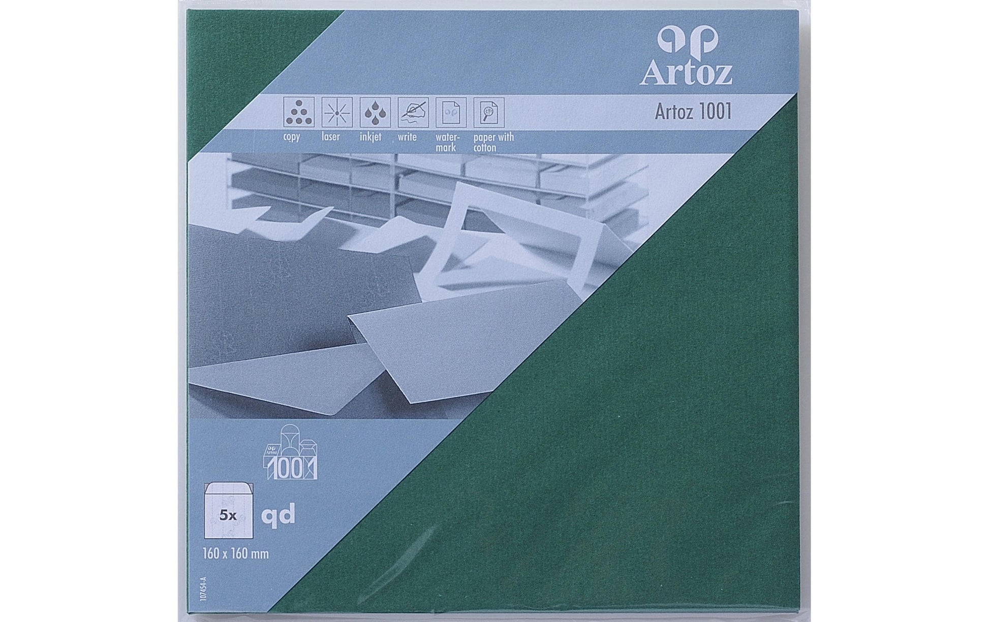 Artoz Couvert 160 × 160 mm, ohne Fenster, grün, 100 g/m²