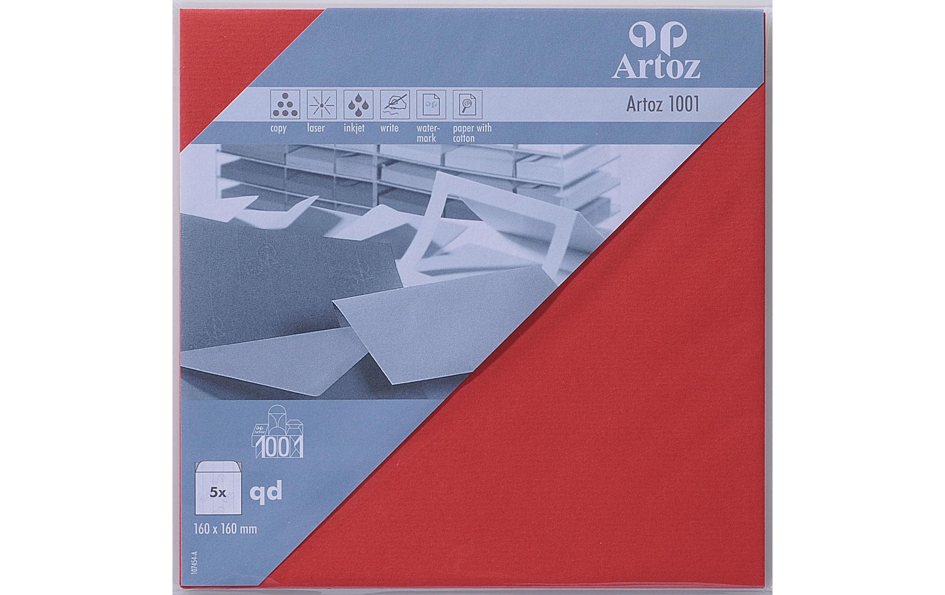 Artoz Couvert 160 × 160 mm, ohne Fenster, rot, 100 g/m²