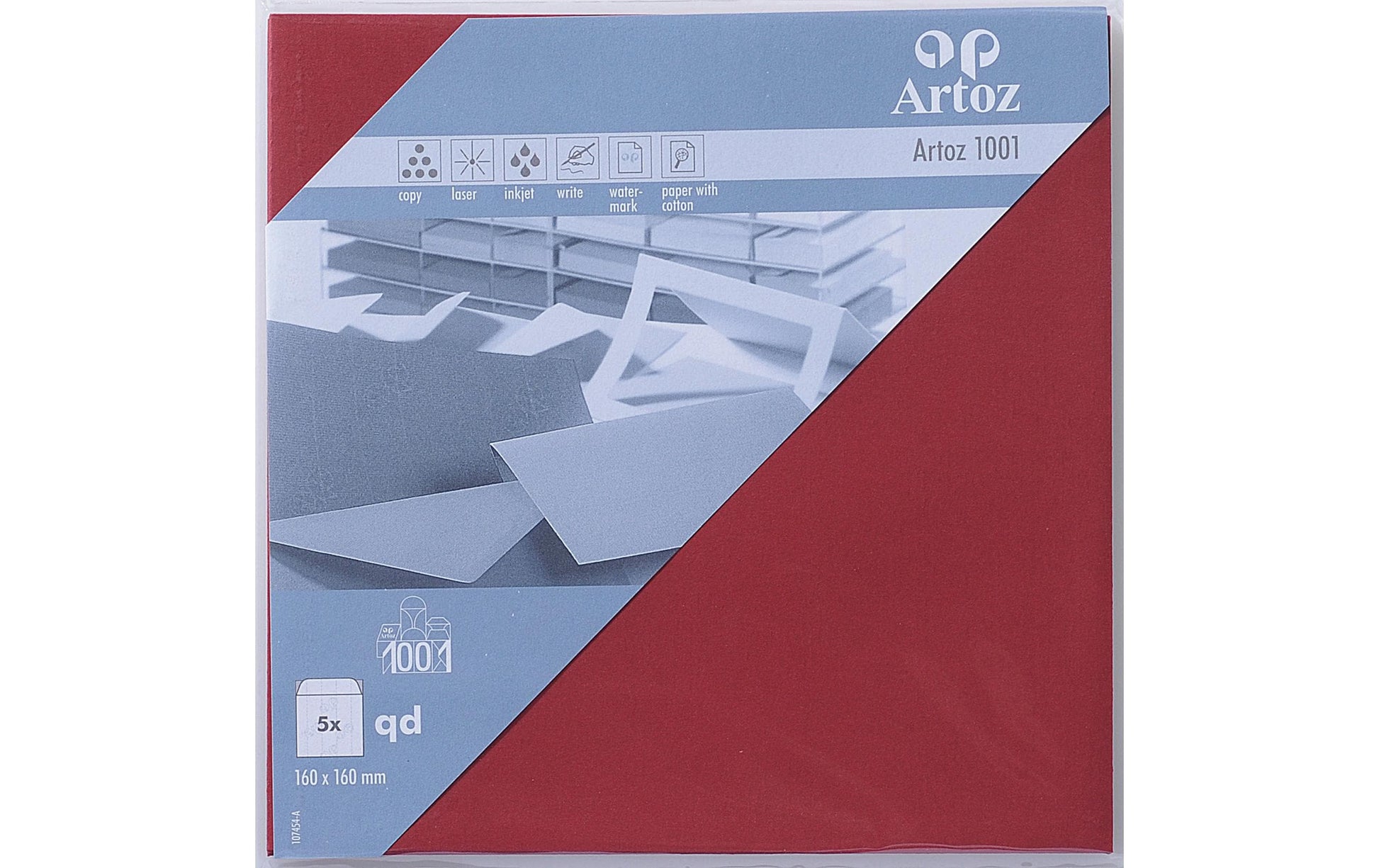 Artoz Couvert 160 × 160 mm, ohne Fenster, Bordeaux, 100 g/m² – Artoz – 5 Stk.