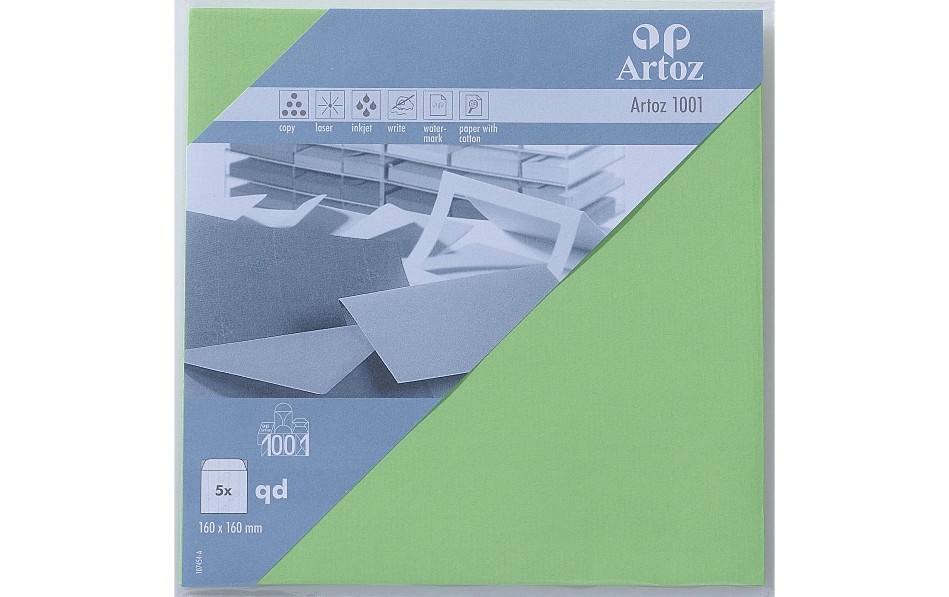 Artoz Couvert 160 × 160 mm, ohne Fenster, grün, 100 g/m²