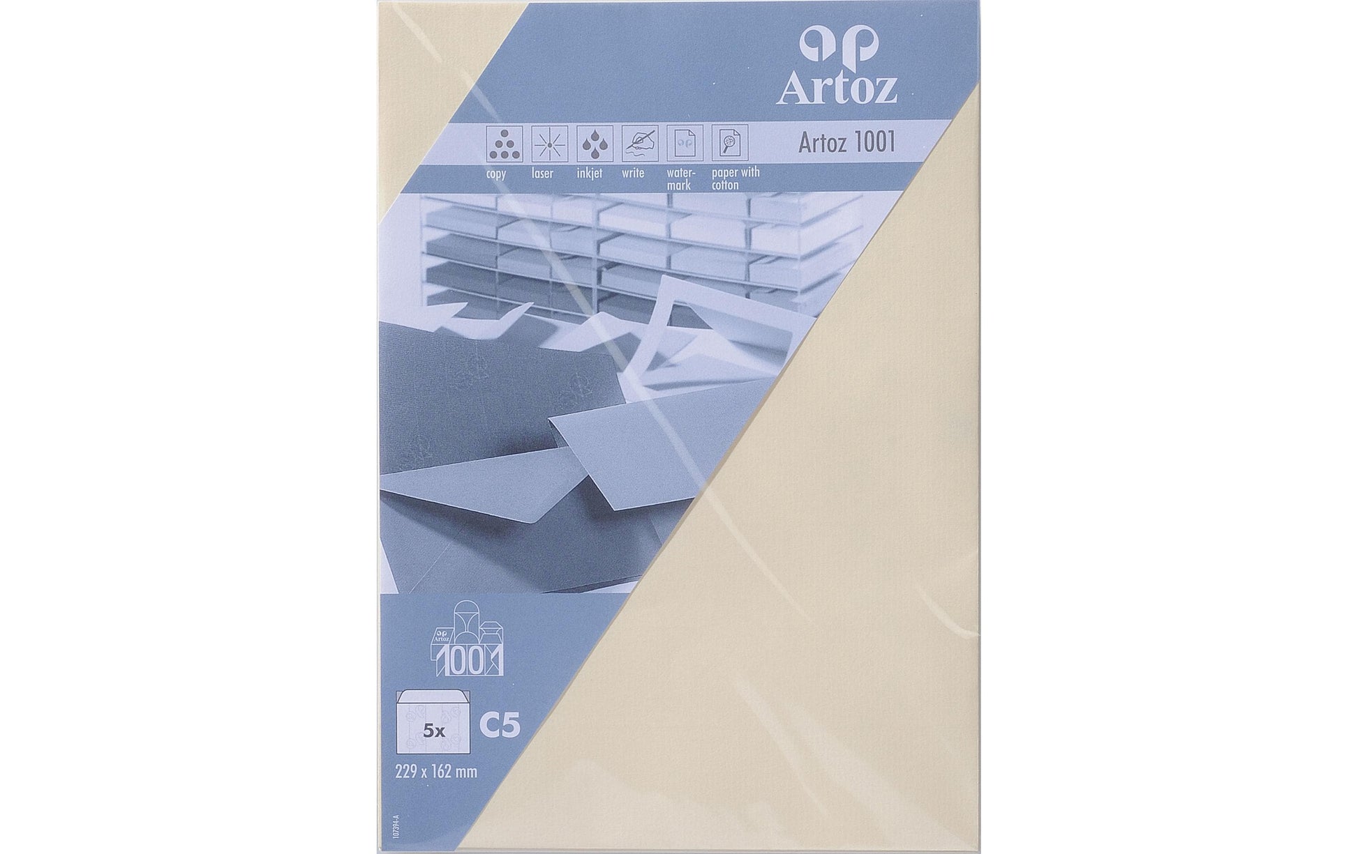 Artoz Couvert C5, ohne Fenster, cremefarben, 100 g/m² – Artoz – 5 Stk.