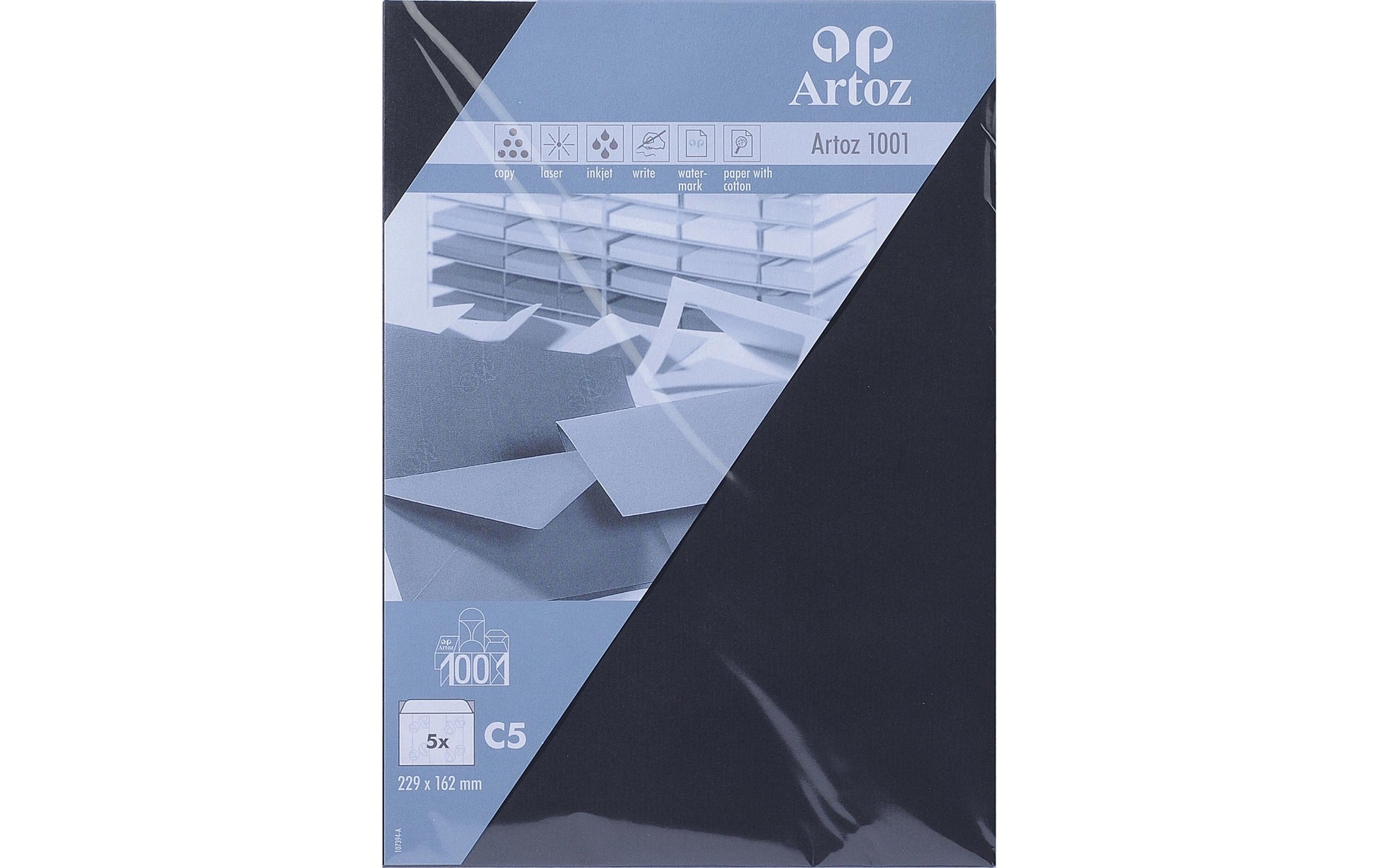 Artoz Couvert C5, ohne Fenster, schwarz, 100 g/m²